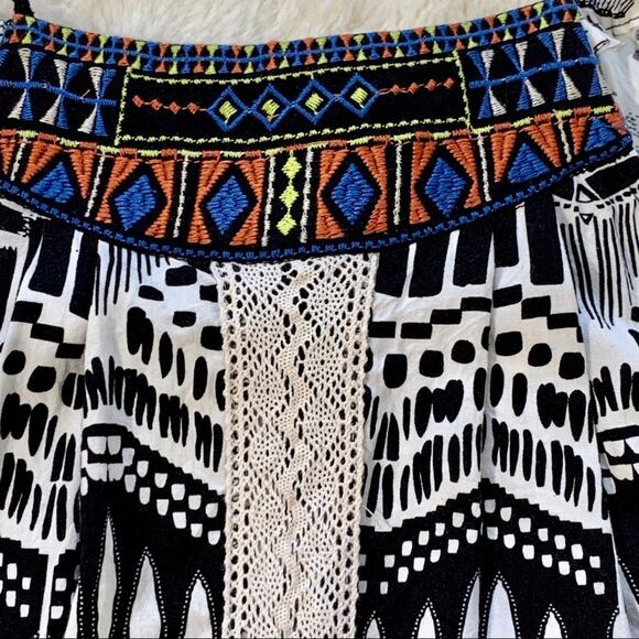 Flying Tomato Halter Top Black White Tribal Southwest Pattern Tank Top Small - Picture 3 of 8